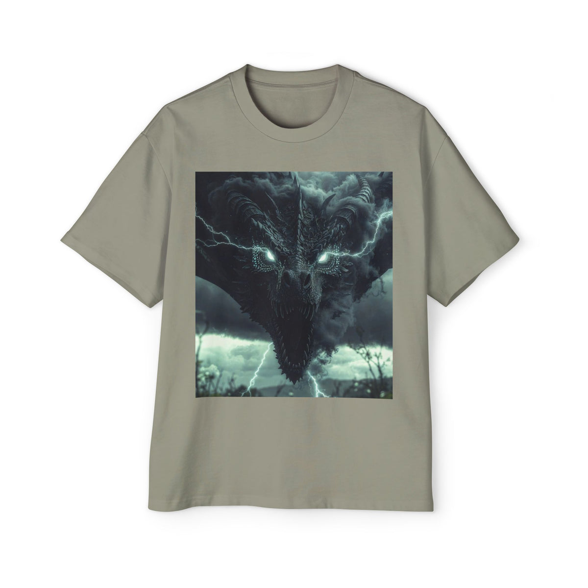 A Storm Dragon Graphic Tee — Dark Fantasy Oversized Men's T-Shirt