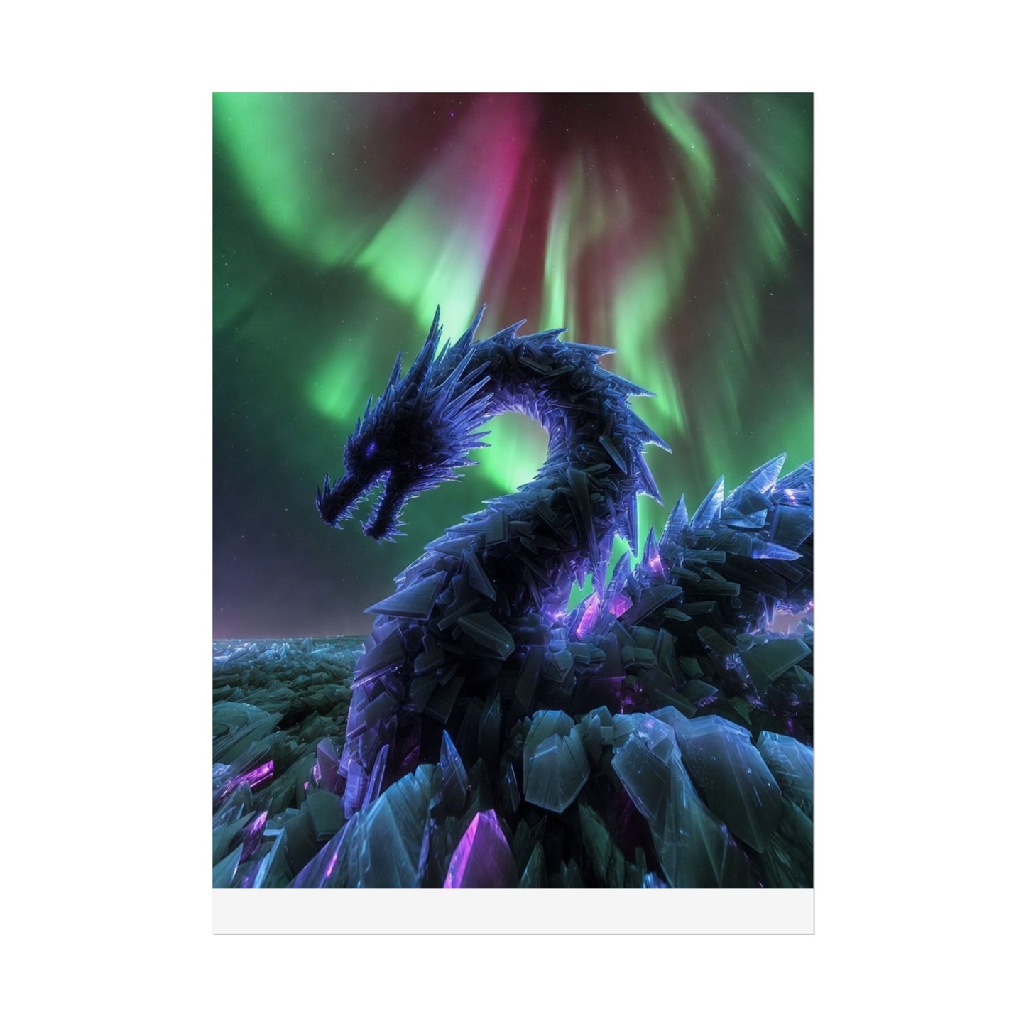 Aurora Crystal Dragon Poster — Fantasy Wall Art Print