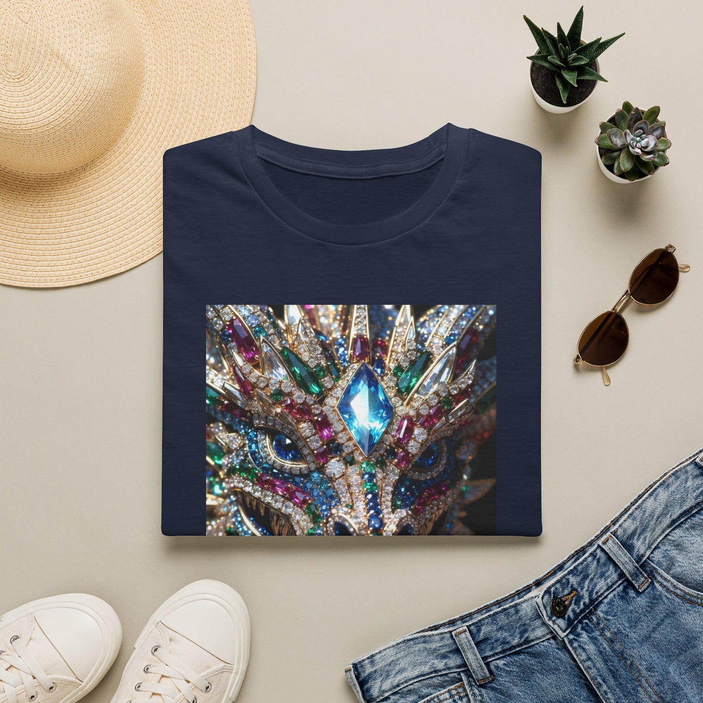 # 1 Dragon selling Gemstone Mask T-Shirt — Jewel-Encrusted Festival Tee