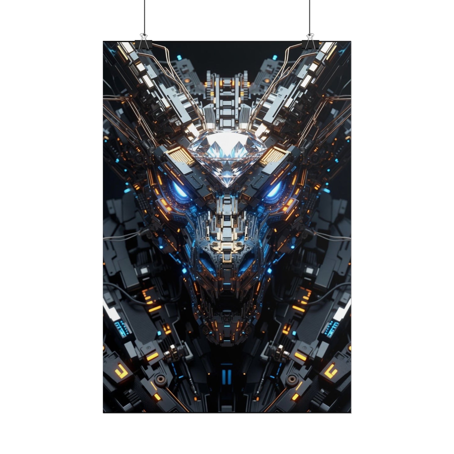 Futuristic Mech Dragon Poster – Cybernetic Robot Art Print