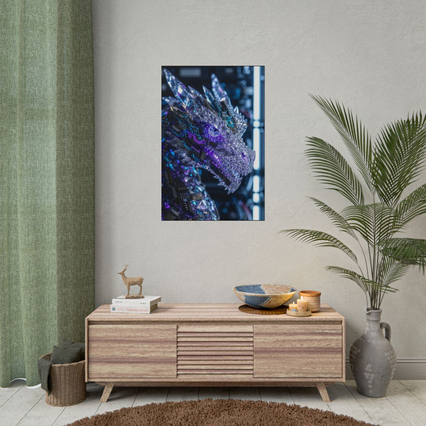 Rolled Poster — Cyber Crystal Dragon Art Print