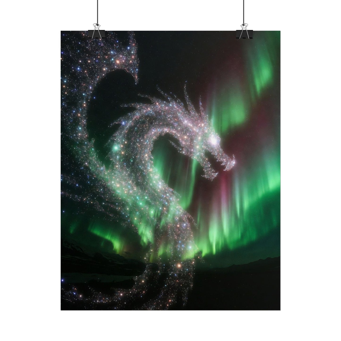 Aurora Dragon Poster — Northern Lights Fantasy Art Print