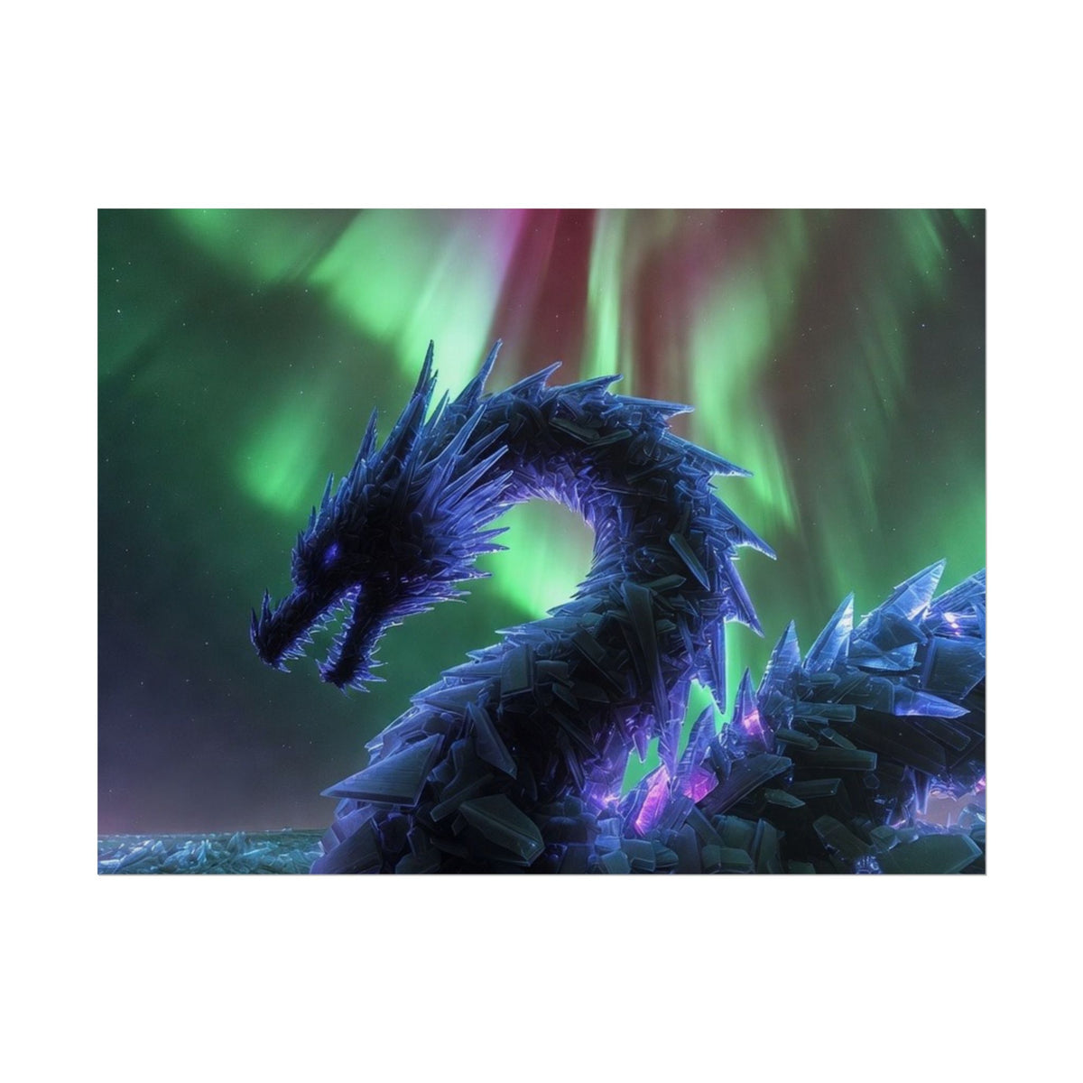 Aurora Crystal Dragon Poster — Fantasy Wall Art Print