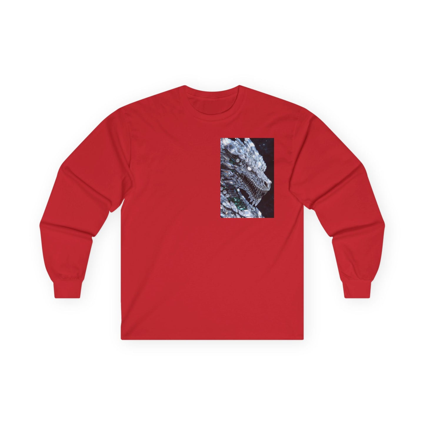 Long Sleeve Tee — Abstract Iridescent Crystal Photo Pocket Print