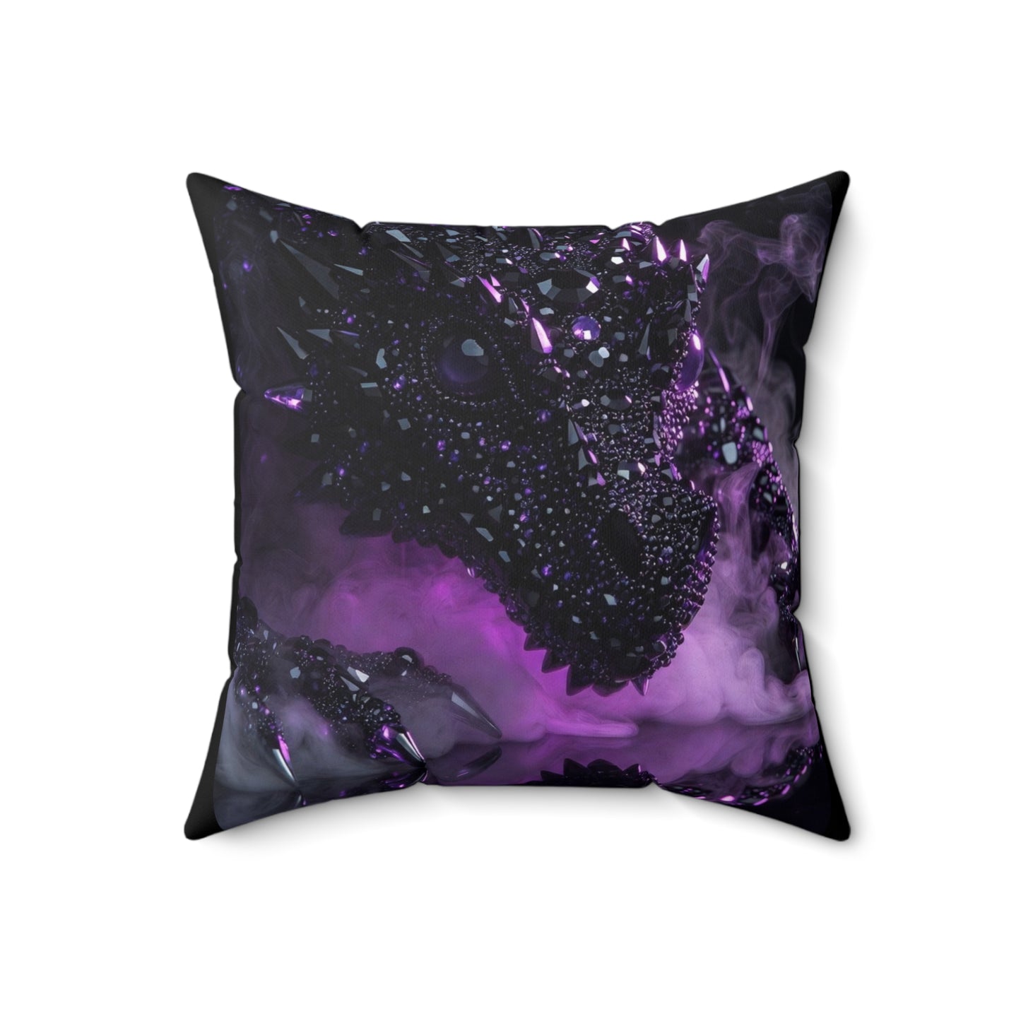 Dragon Art Throw Pillow — Purple Fantasy Reptile Decorative Cushion