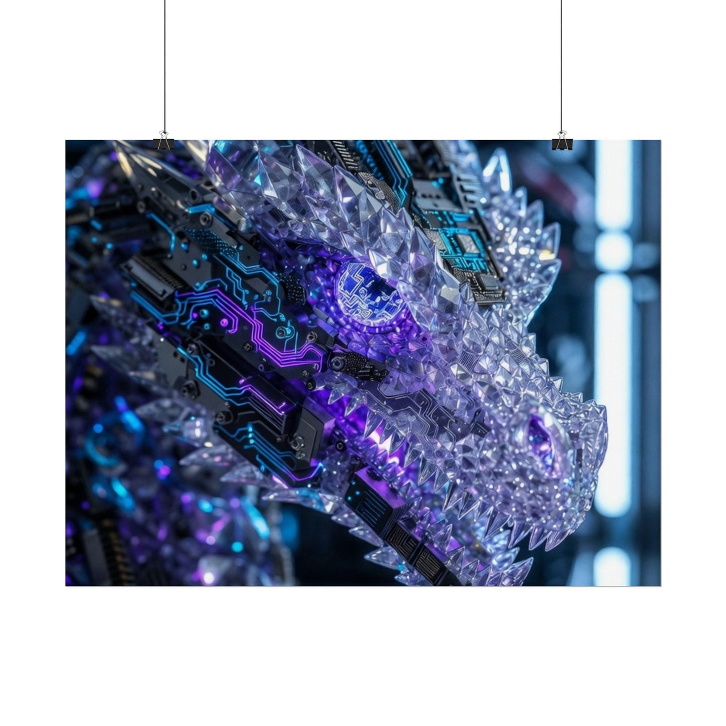 Rolled Poster — Cyber Crystal Dragon Art Print