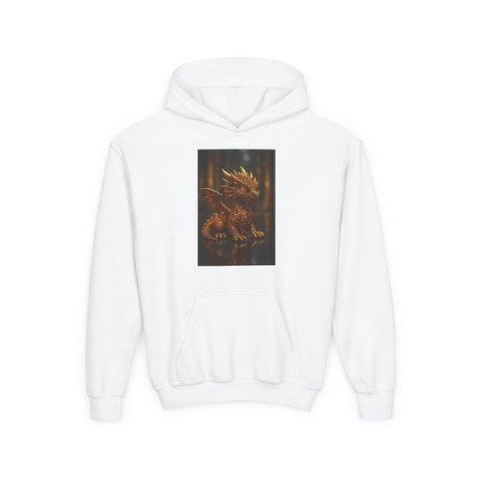 Dragon Fantasy Youth Heavy Blend Hooded Sweatshirt, Adventure Hoodie, Gift for Kids, Fantasy Apparel, Cozy Sweatshirt for Young Dreamers