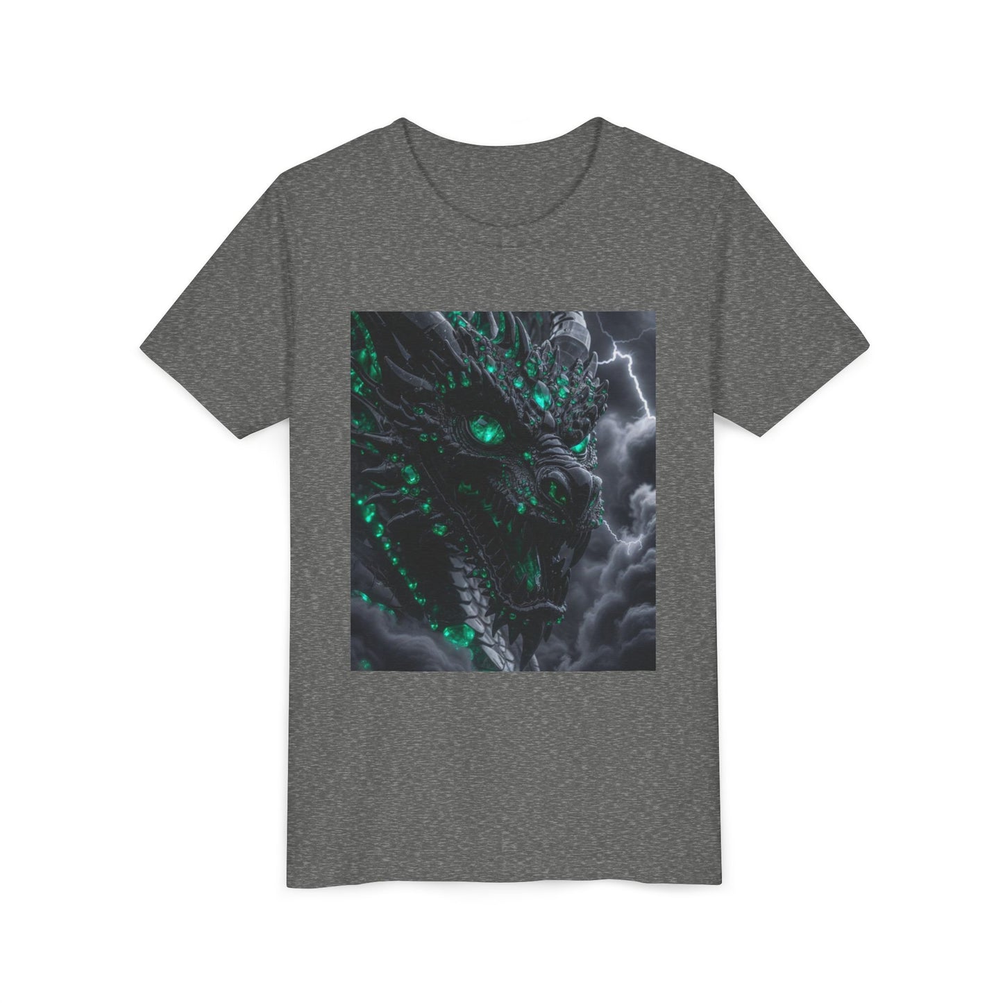 A Top selling Dragon Storm Youth Tee — Neon Green Dragon Illustration Graphic T-Shirt