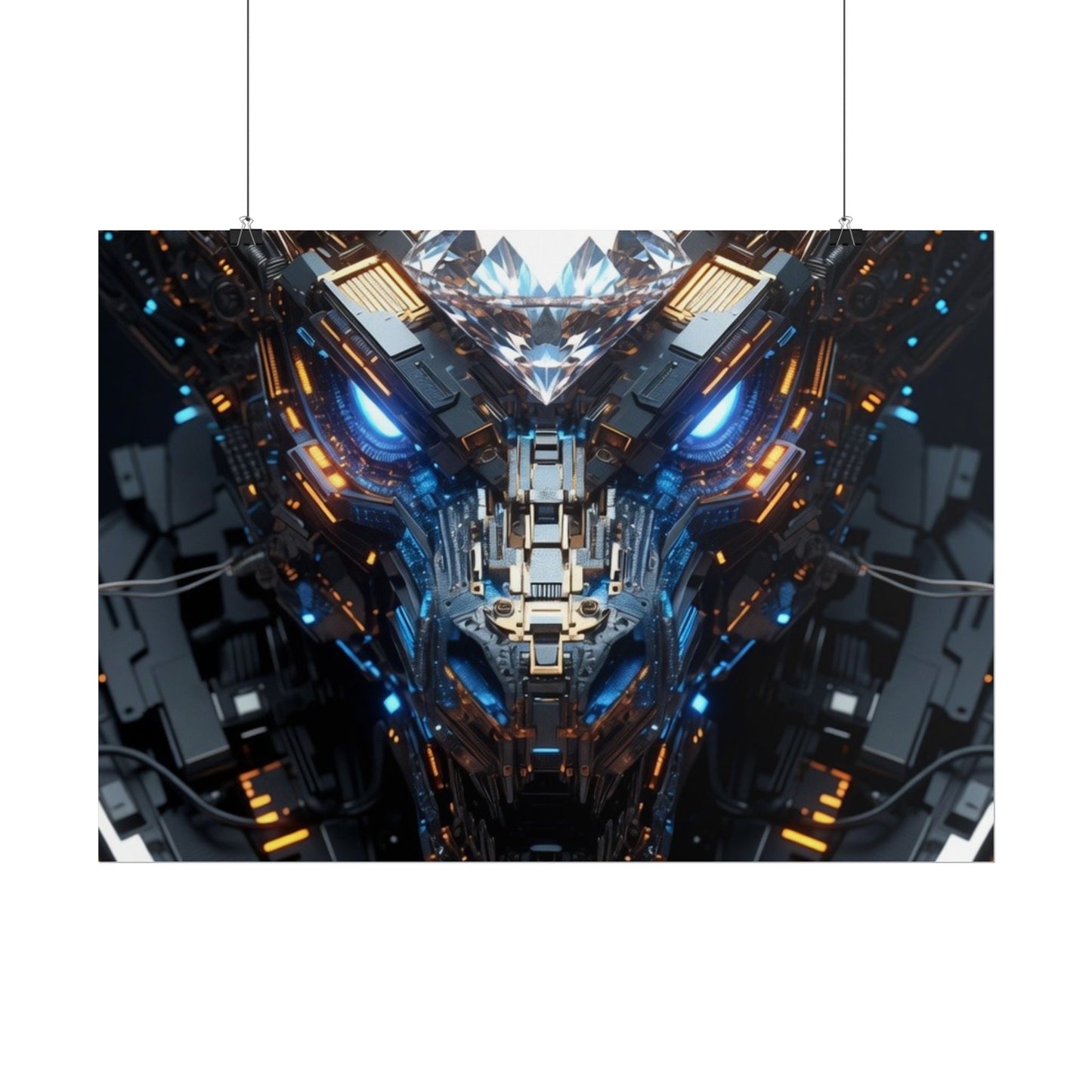Futuristic Mech Dragon Poster – Cybernetic Robot Art Print