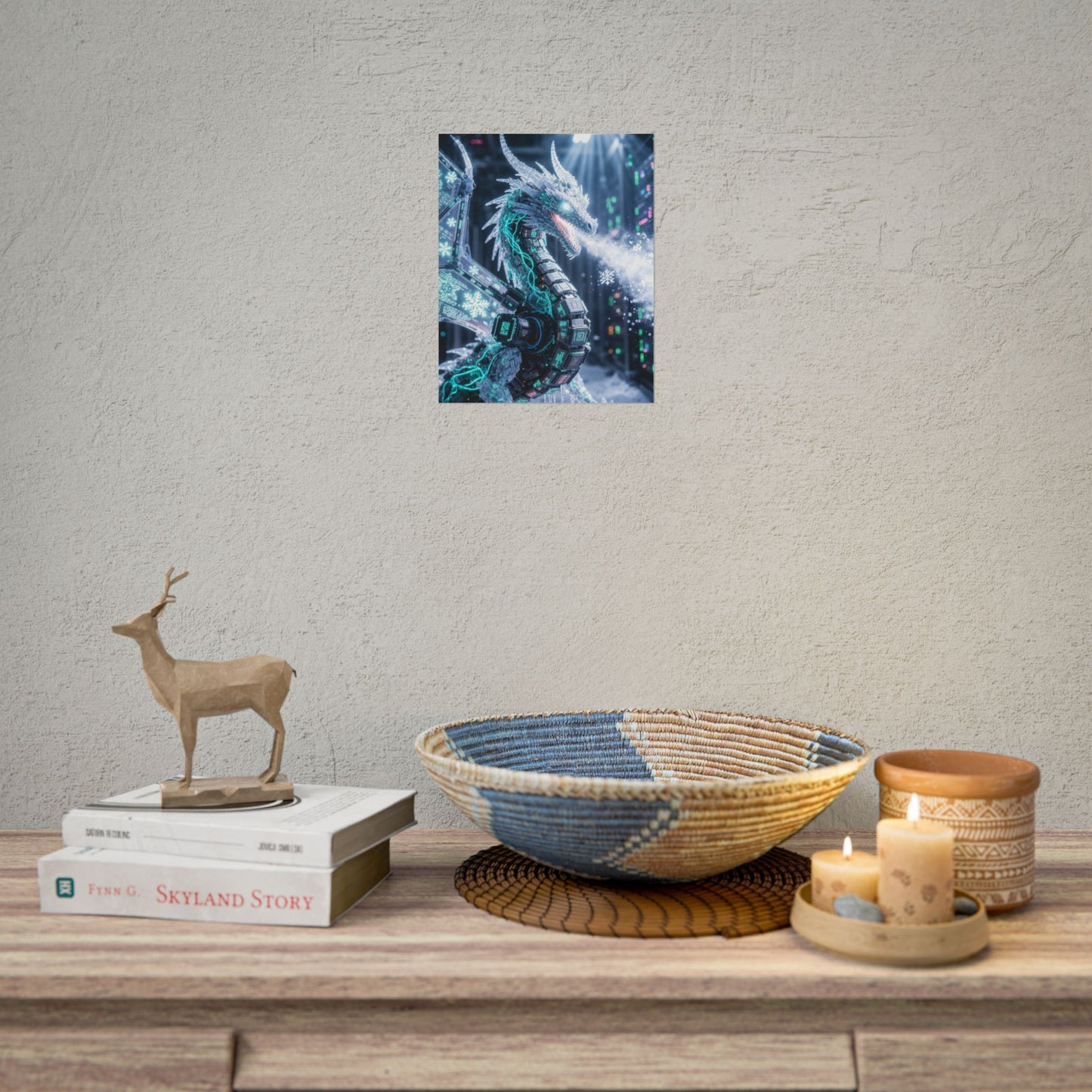 Rolled Poster — Cyber Ice Dragon Fantasy Art Print