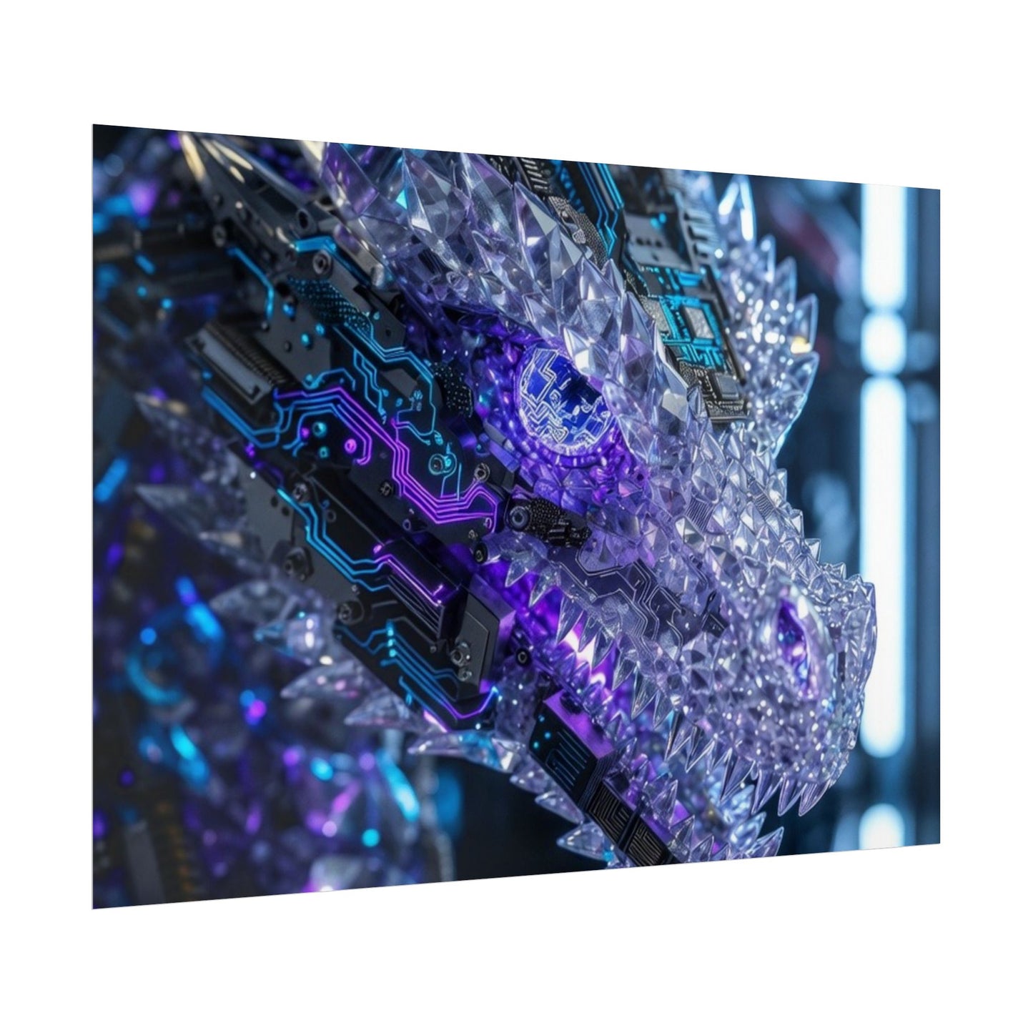 Rolled Poster — Cyber Crystal Dragon Art Print