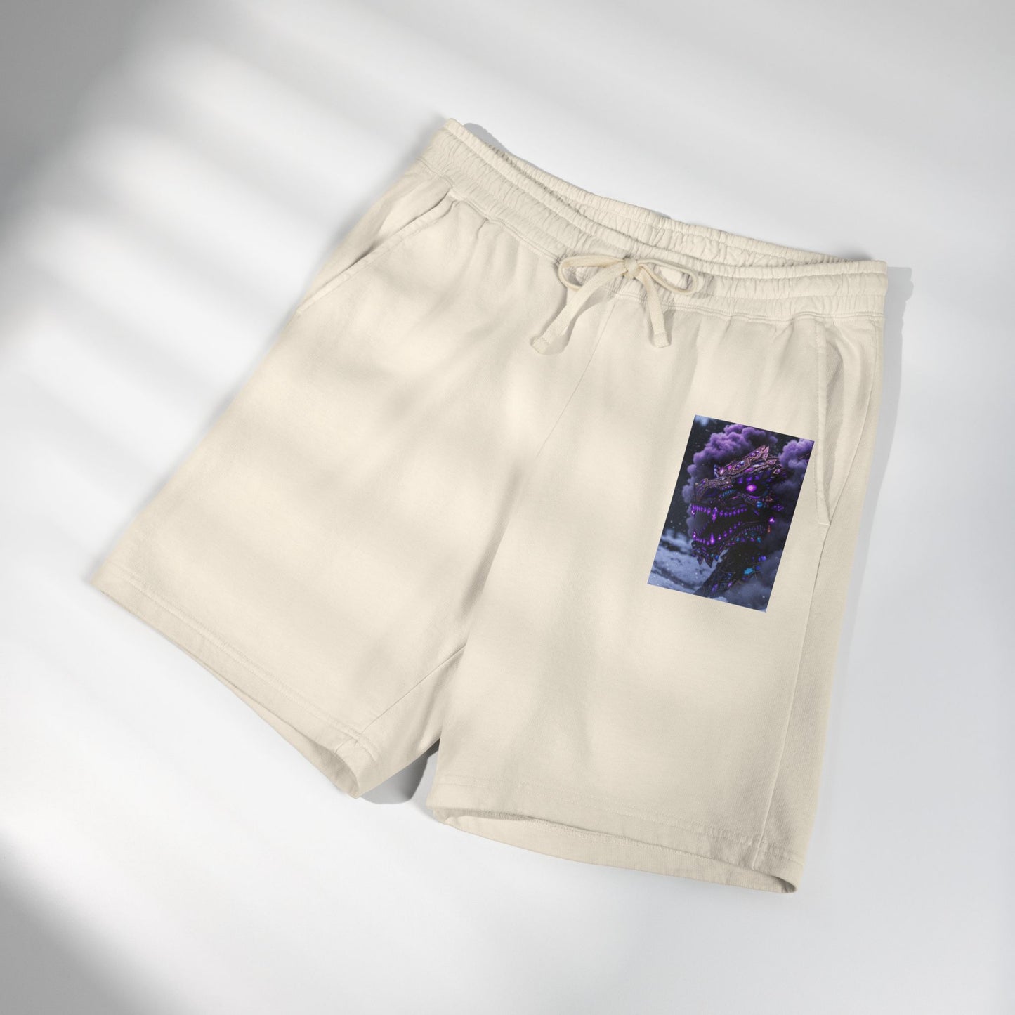 Lightweight Fleece Sweat Shorts with Purple Floral Pocket Print