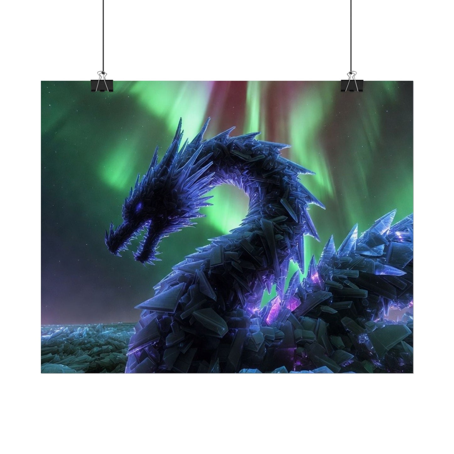 Aurora Crystal Dragon Poster — Fantasy Wall Art Print