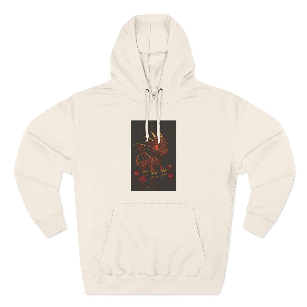 A RUBY RED Dragon Swirl Fleece Hoodie - Three-Panel Design for Fantasy Lovers