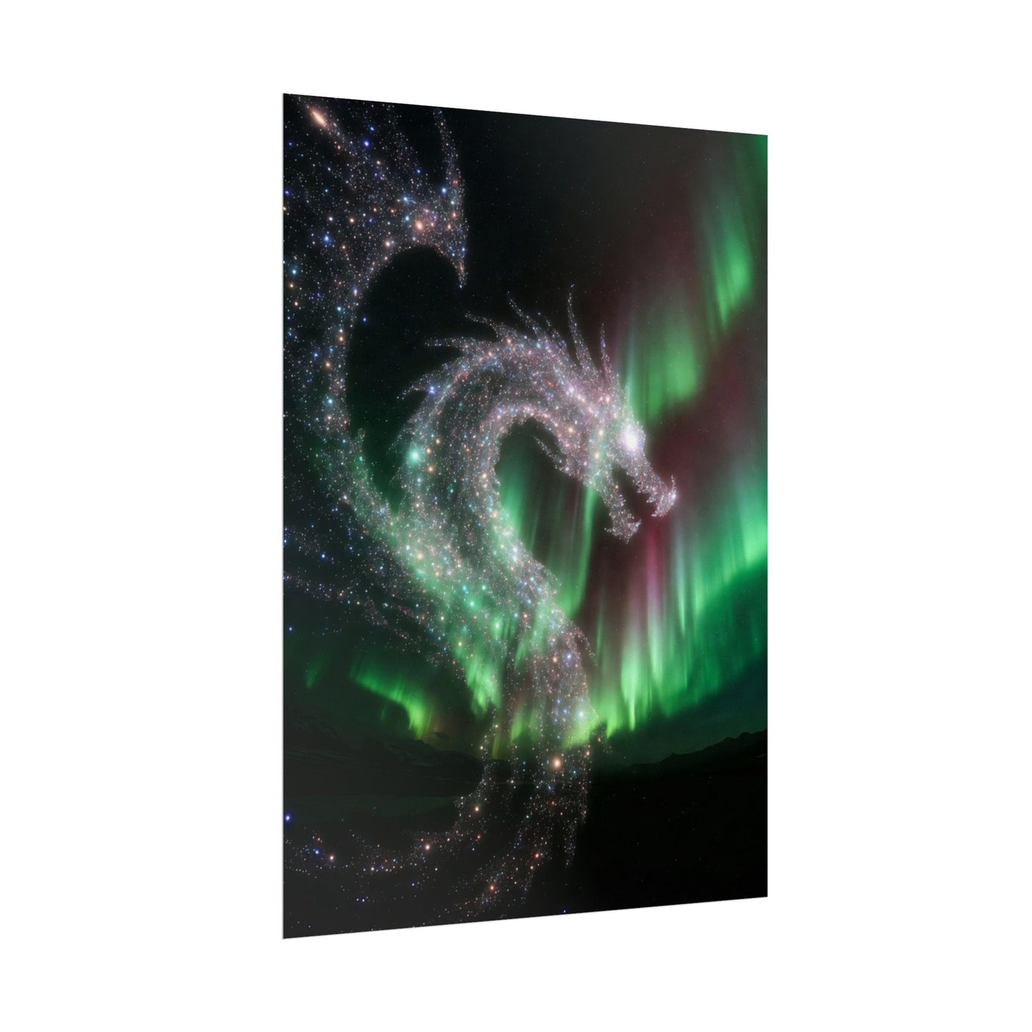 Aurora Dragon Poster — Northern Lights Fantasy Art Print