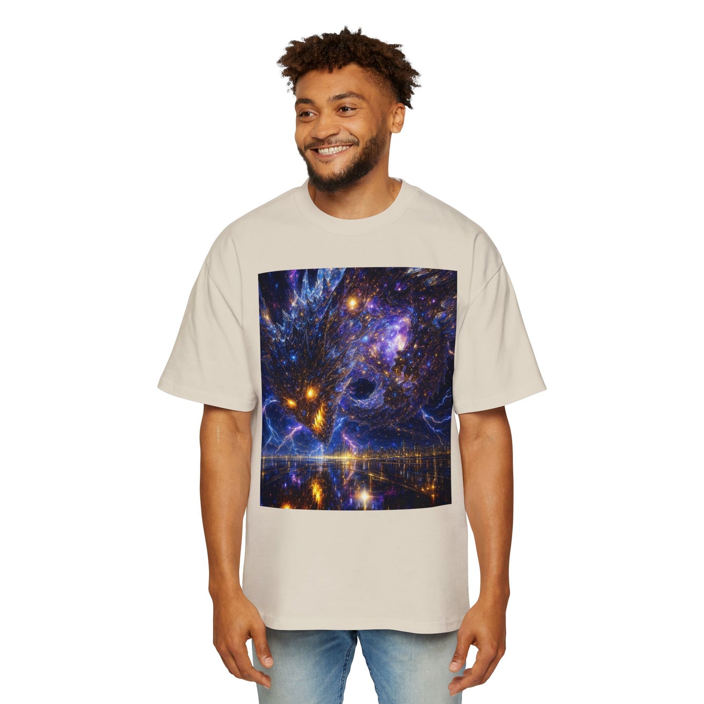 Men's Oversized Cosmic Art Tee - Unique Space Graphic T-Shirt for Casual Wear, Sci-Fi Lovers, Gift for Birthdays, Festivals, Art Enthusiasts