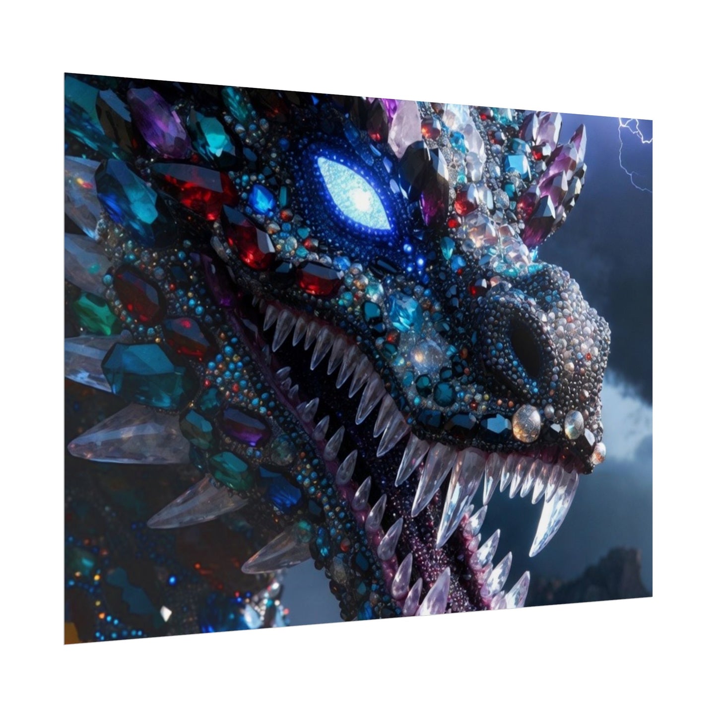 Dragon Crystal Poster — Fantasy Gem-Encrusted Dragon Wall Art (Rolled Poster)