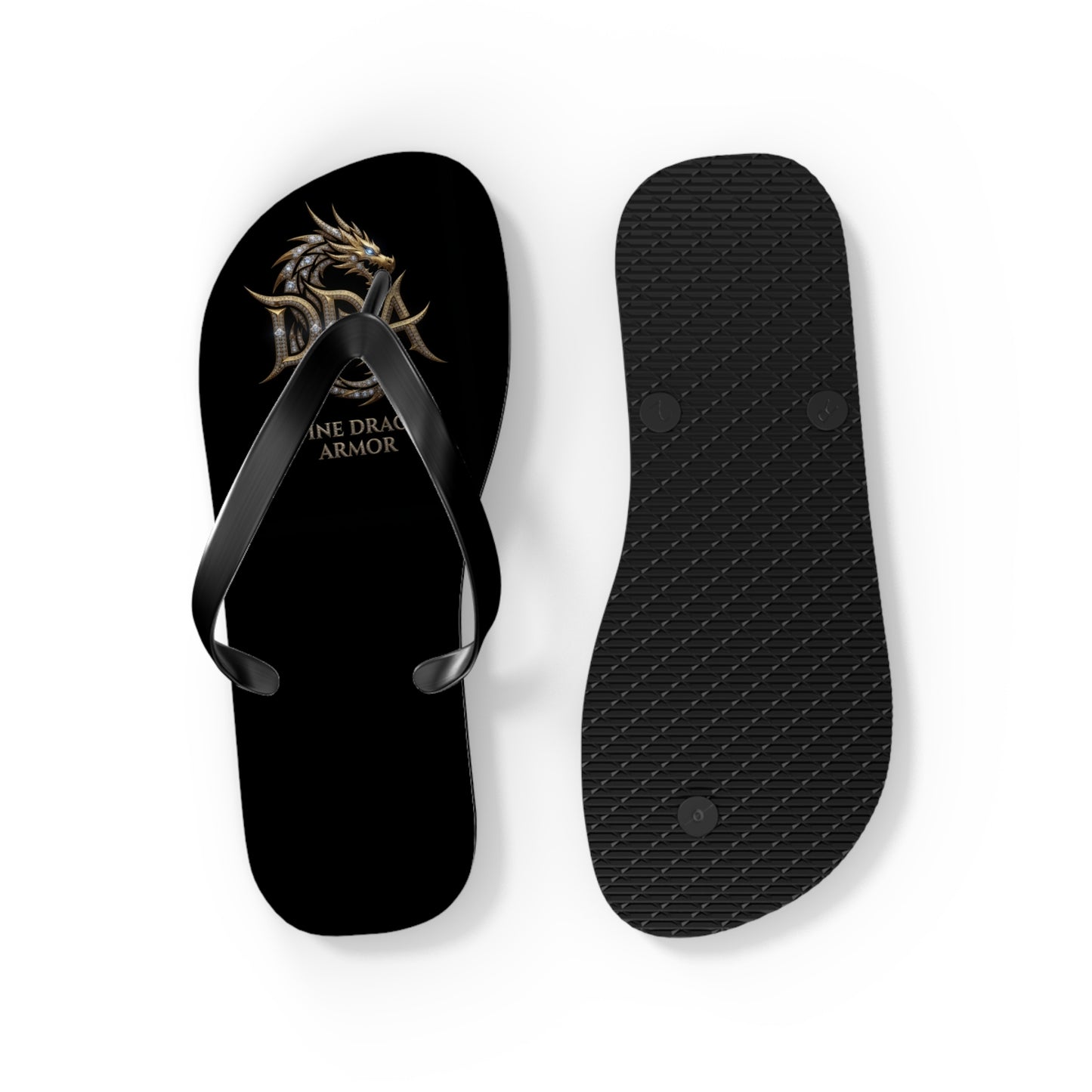 Dragon Armor Flip Flops – Black Fantasy Shield Beach Sandals