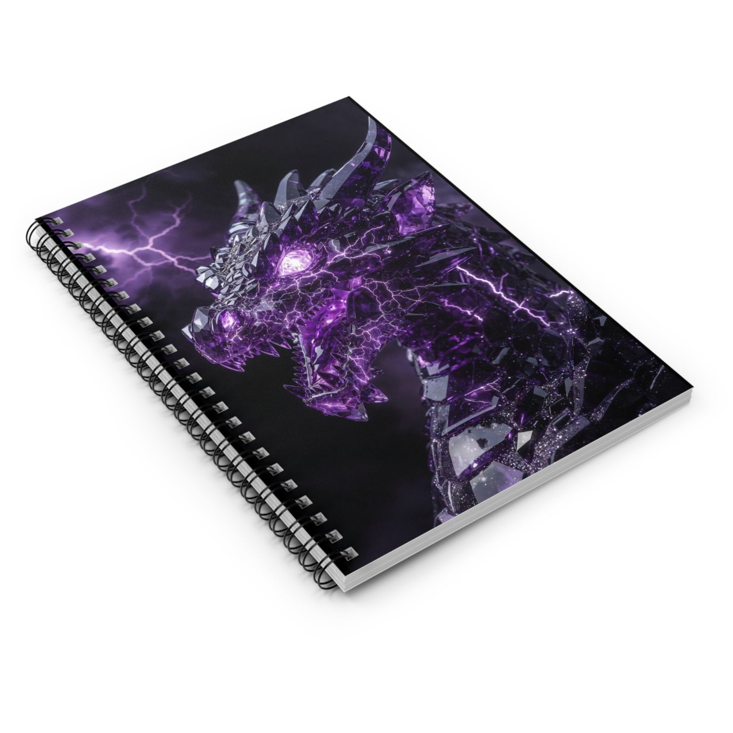 Purple Lightning Dragon Spiral Notebook — Ruled Journal for Fantasy Fans