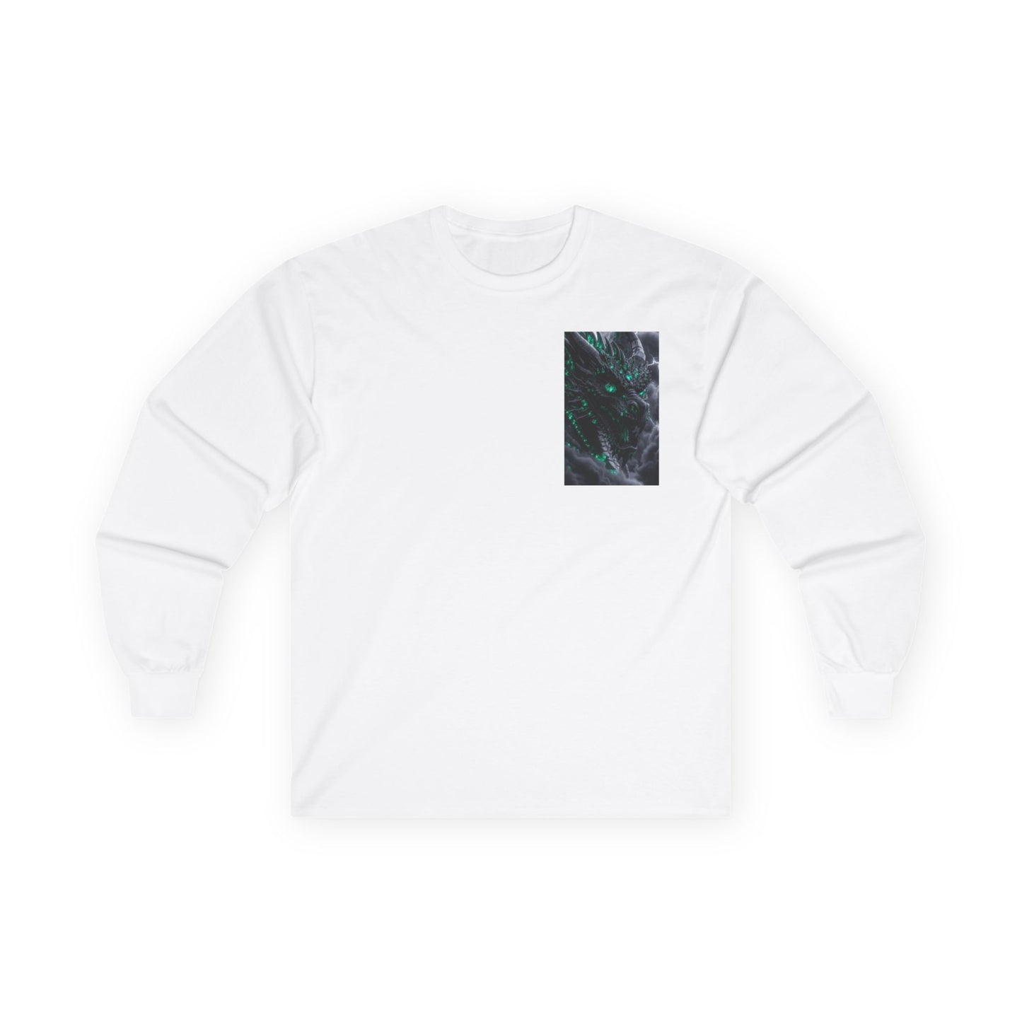 Long Sleeve Tee — Abstract Emerald Marble Pocket Design