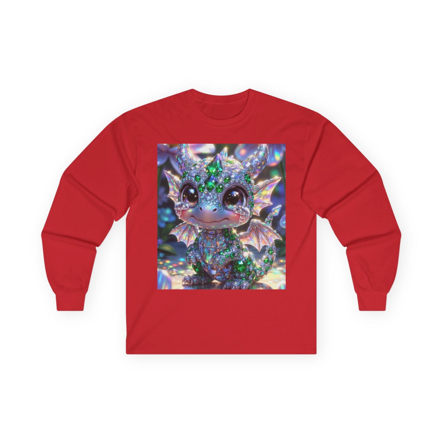 Sparkling Baby Dragon Long Sleeve Tee — Cute Fantasy Creature Shirt