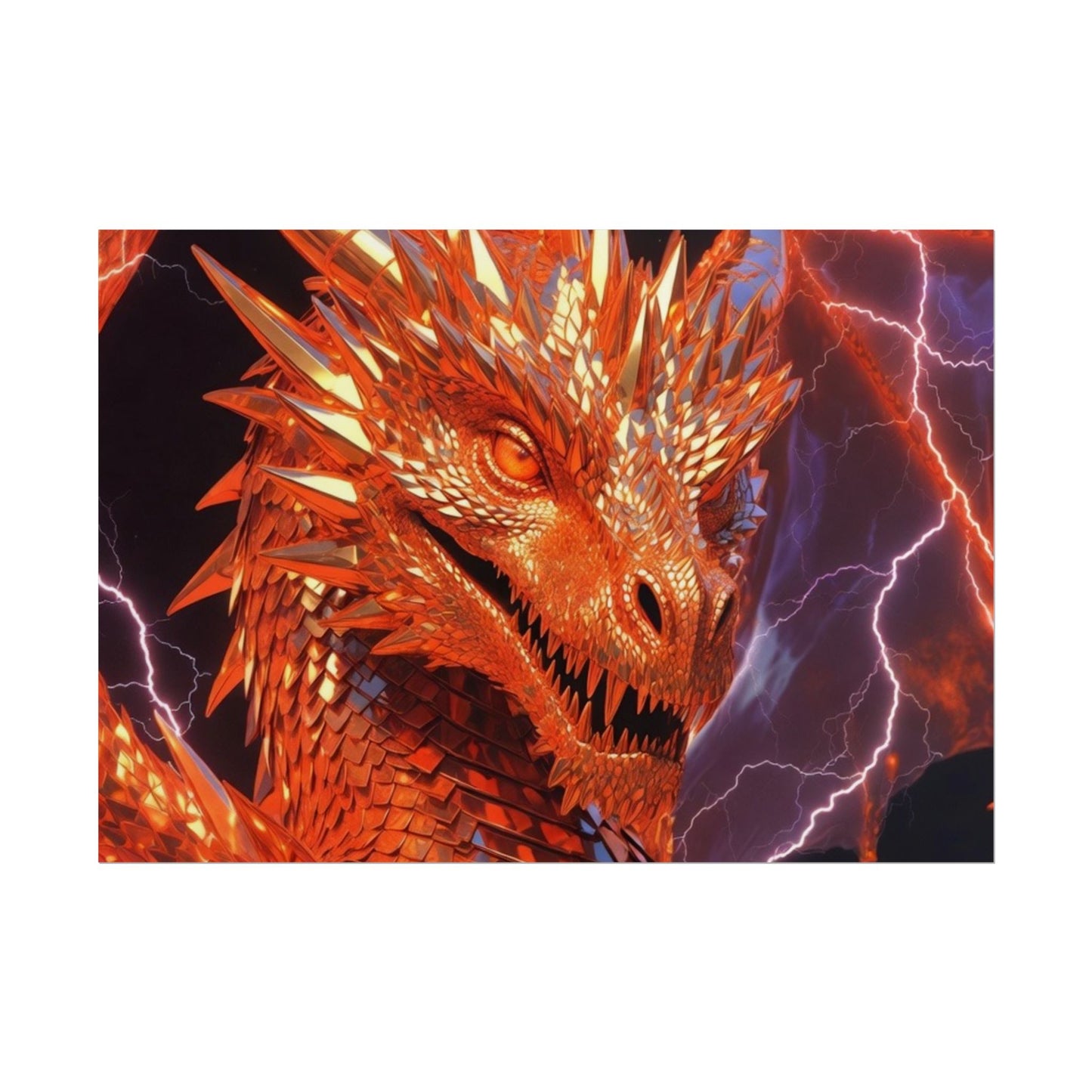 Orange Lightning Dragon Poster — Fantasy Wall Art for Gamers & Fans