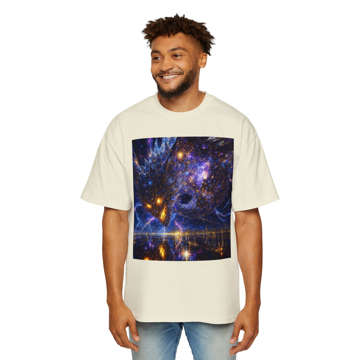 A Men's Oversized Cosmic Art Tee - Unique Space Graphic T-Shirt for Casual Wear, Sci-Fi Lovers, Gift for Birthdays, Festivals, Art Enthusiasts