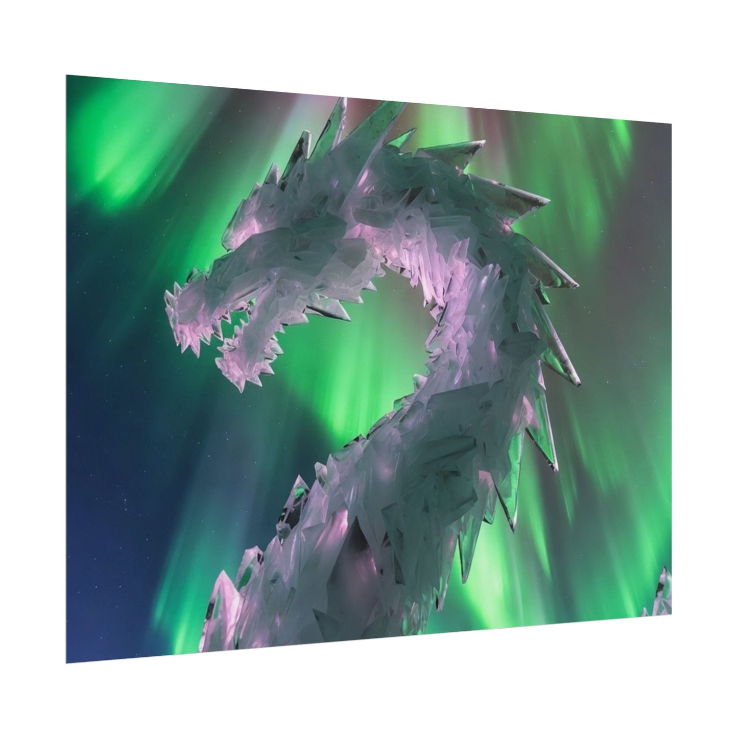 Aurora Ice Dragon Poster — Fantasy Wall Art Rolled Poster
