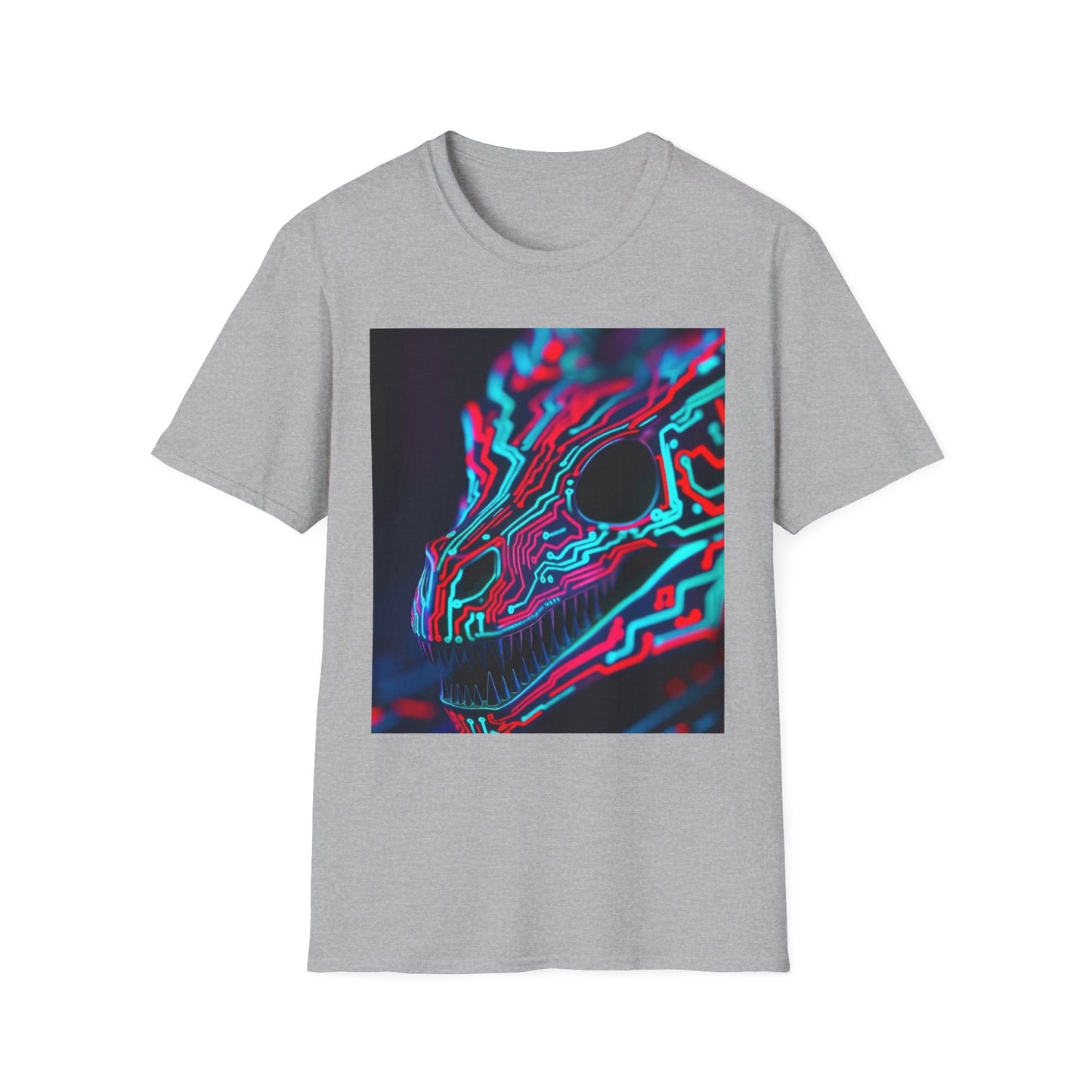 Neon Cyber Skull T-Shirt — Vaporwave Glitch Art Tee