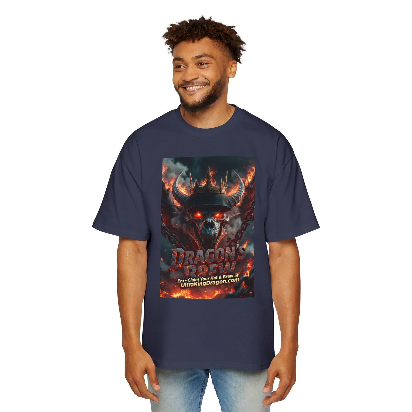 Dragon Skull Graphic Tee — Heavy Oversized Men's Fantasy T-Shirt