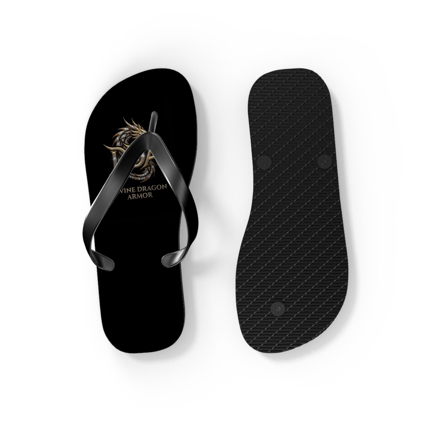 Dragon Armor Flip Flops – Black Fantasy Shield Beach Sandals