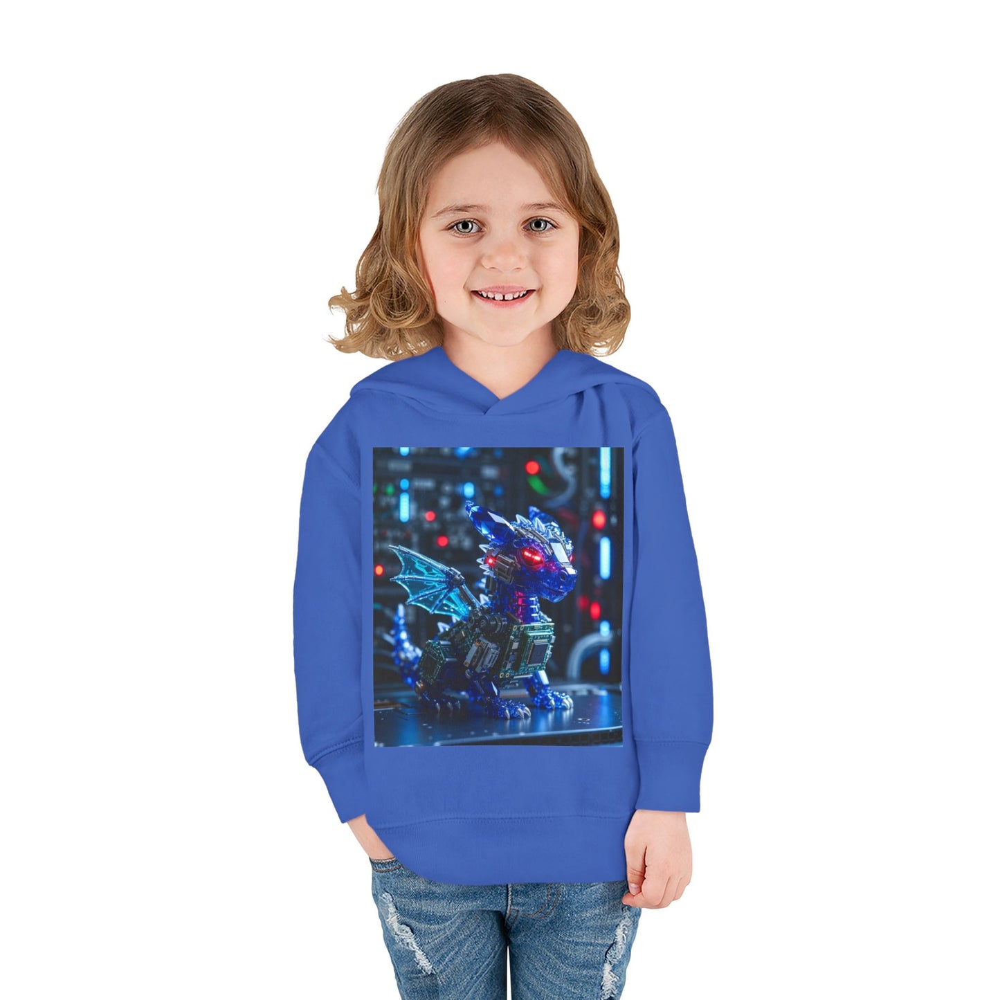 Toddler Hoodie — Neon Robot Dragon Pullover for Kids