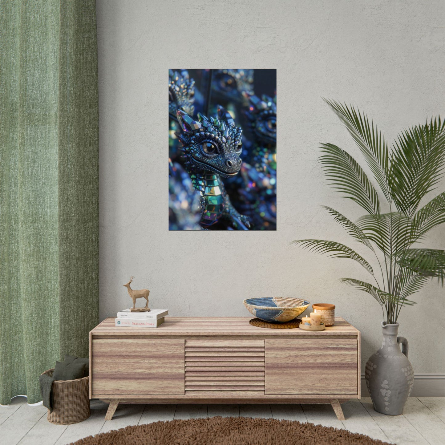 Crystal Dragon Rolled Poster — Fantasy Wall Art Print