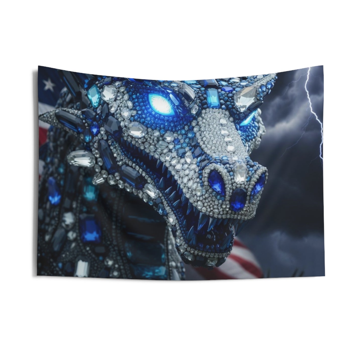 Patriotic Crystal Dragon Wall Tapestry — Military Tribute Indoor Decor