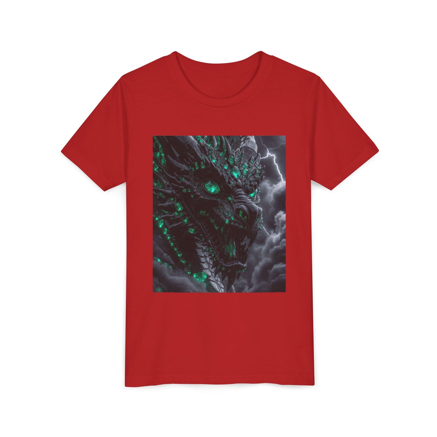 A Top selling Dragon Storm Youth Tee — Neon Green Dragon Illustration Graphic T-Shirt
