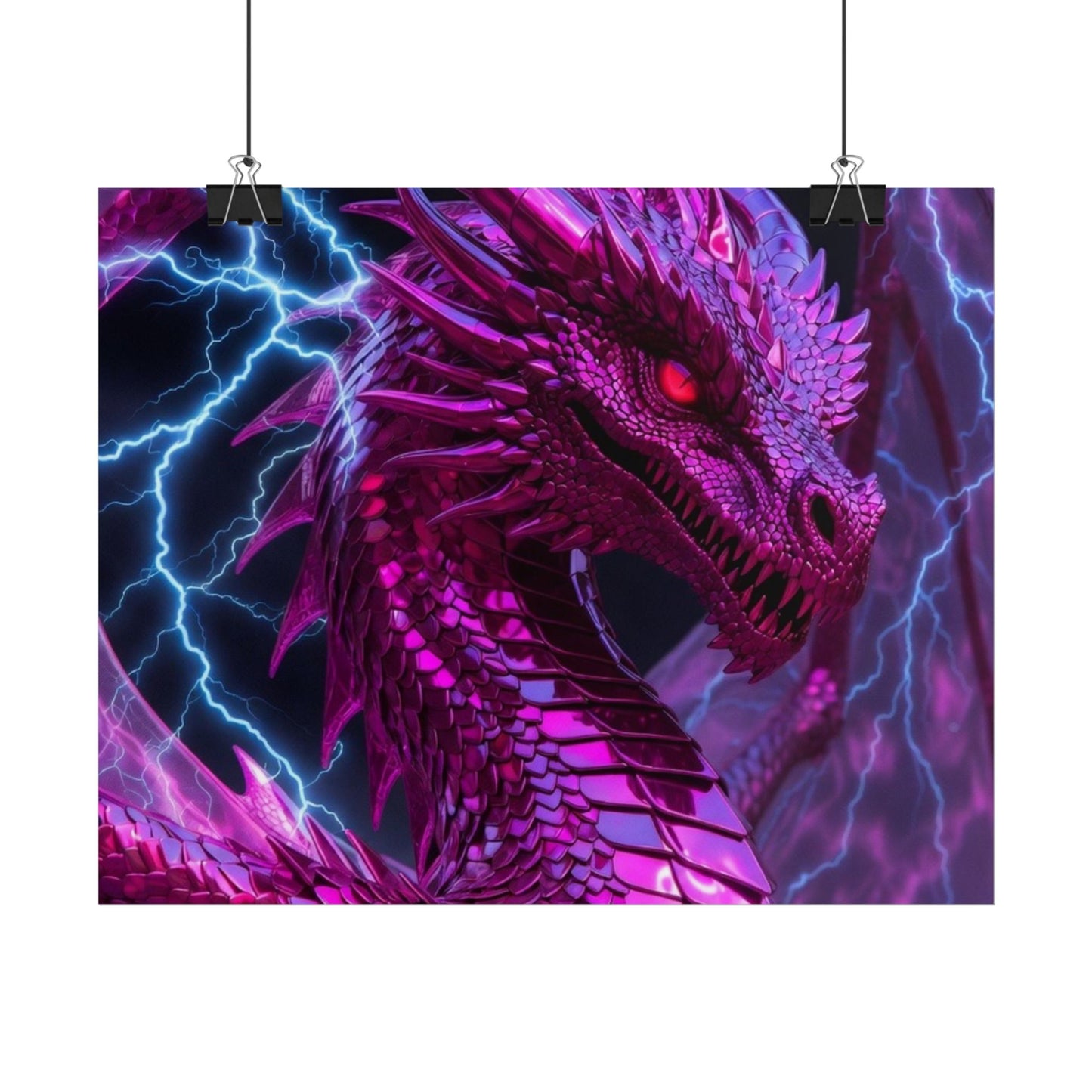 Pink Electric Dragon Poster — Fantasy Wall Art Rolled Poster