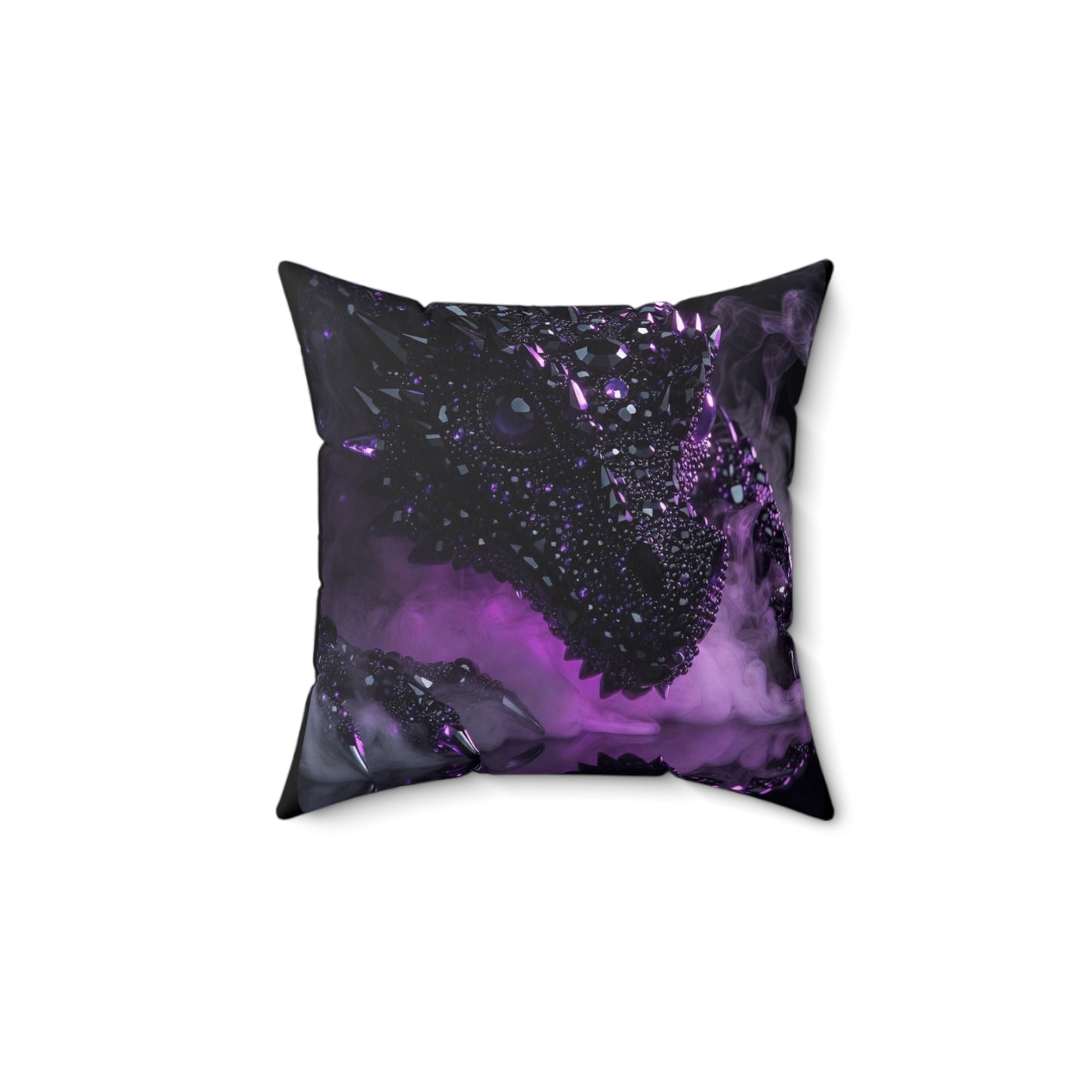 Dragon Art Throw Pillow — Purple Fantasy Reptile Decorative Cushion