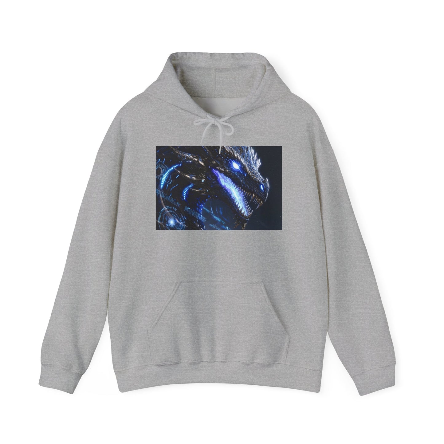 Blue Dragon Hoodie – Neon Fantasy Dragon Face Pullover