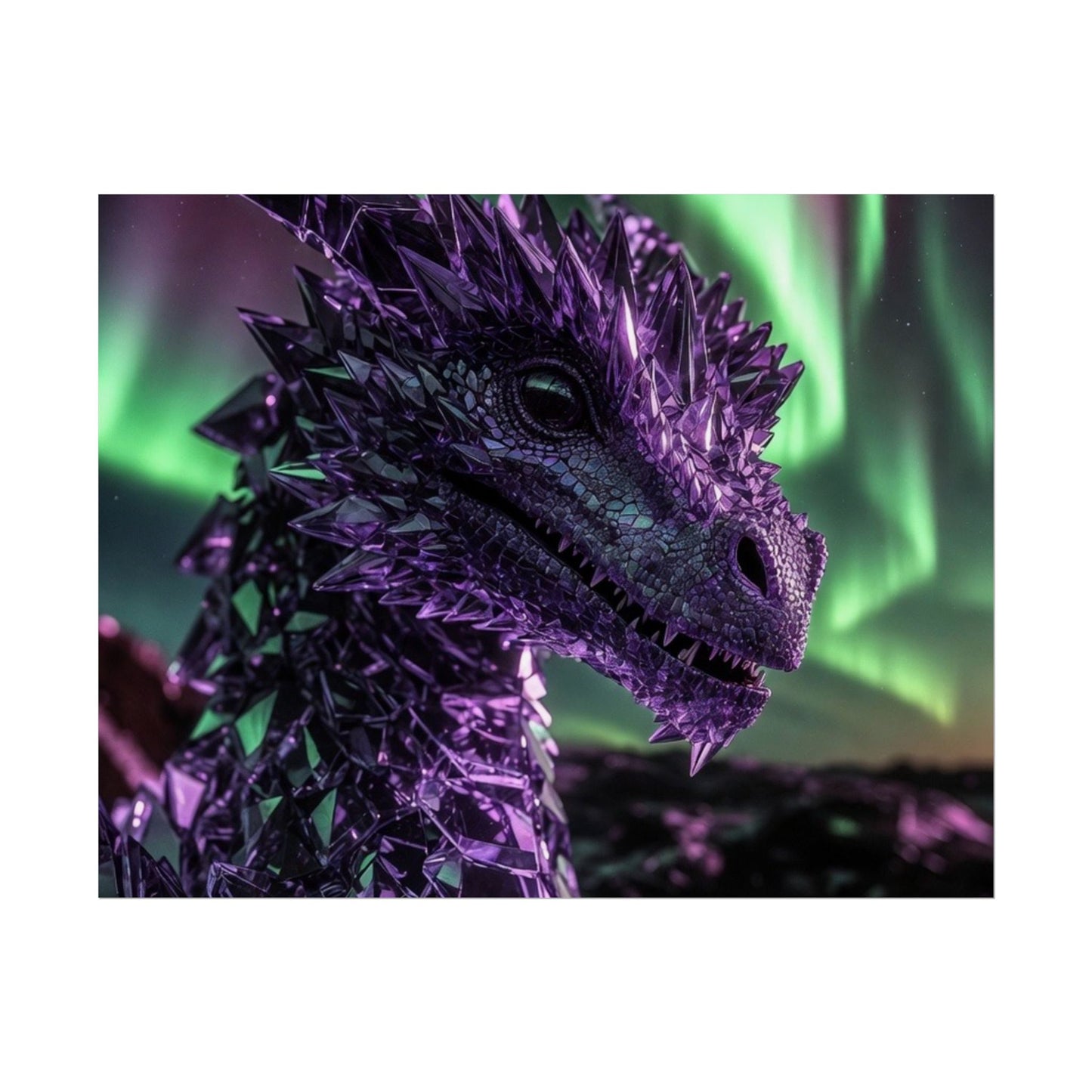 Aurora Dragon Rolled Poster — Purple Crystal Dragon Wall Art