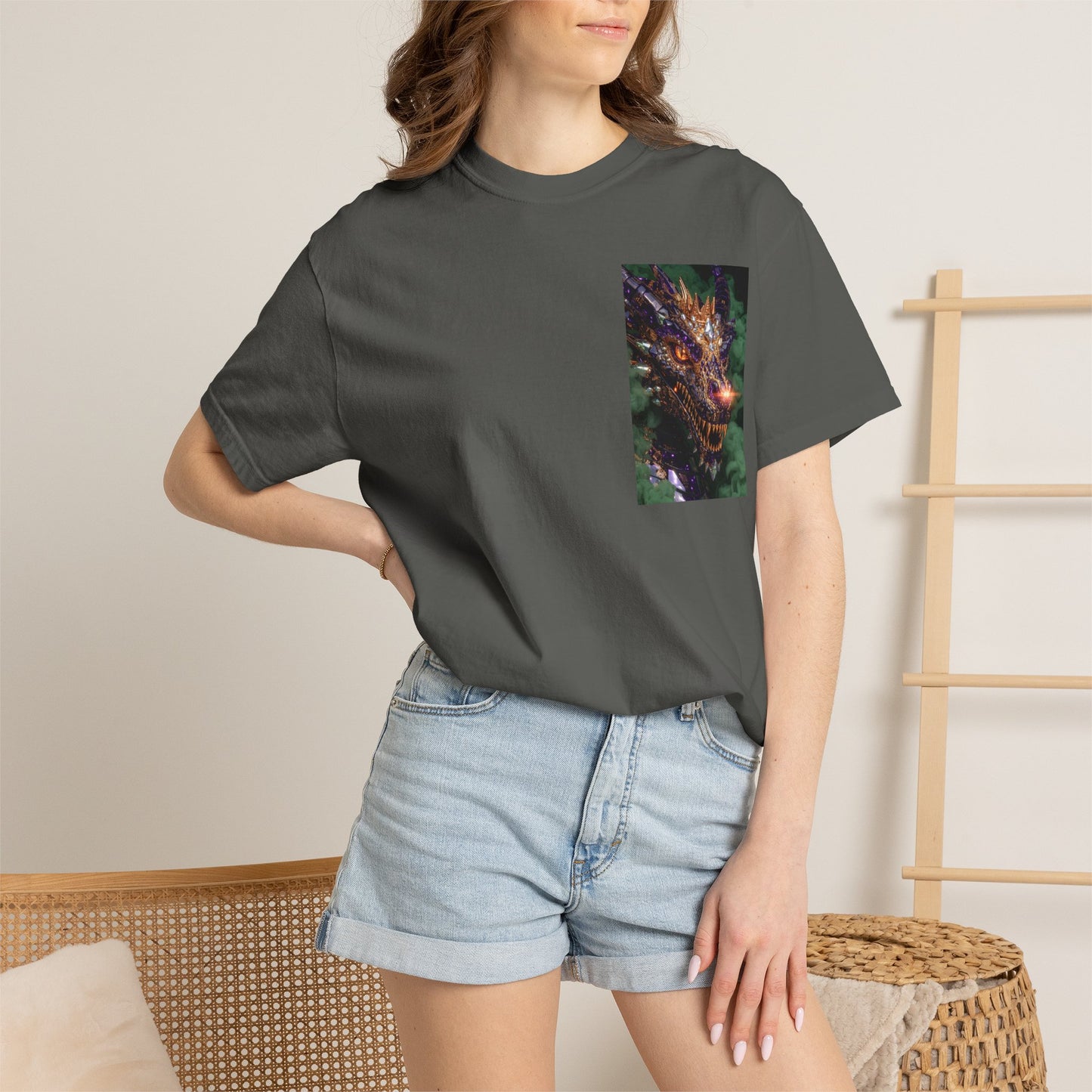 Dragon Pocket Graphic T‑Shirt — Fiery Fantasy Chest Print