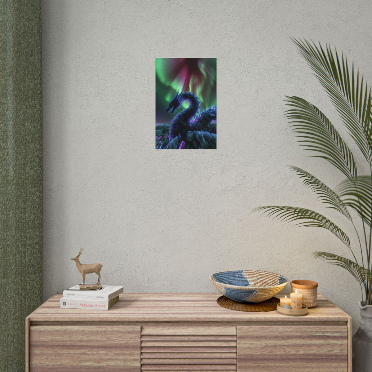 Aurora Crystal Dragon Poster — Fantasy Wall Art Print