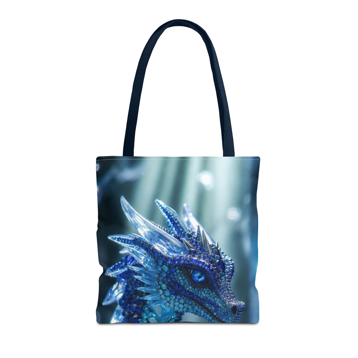 Blue Crystal Dragon Tote Bag — Fantasy Art All-Over Print