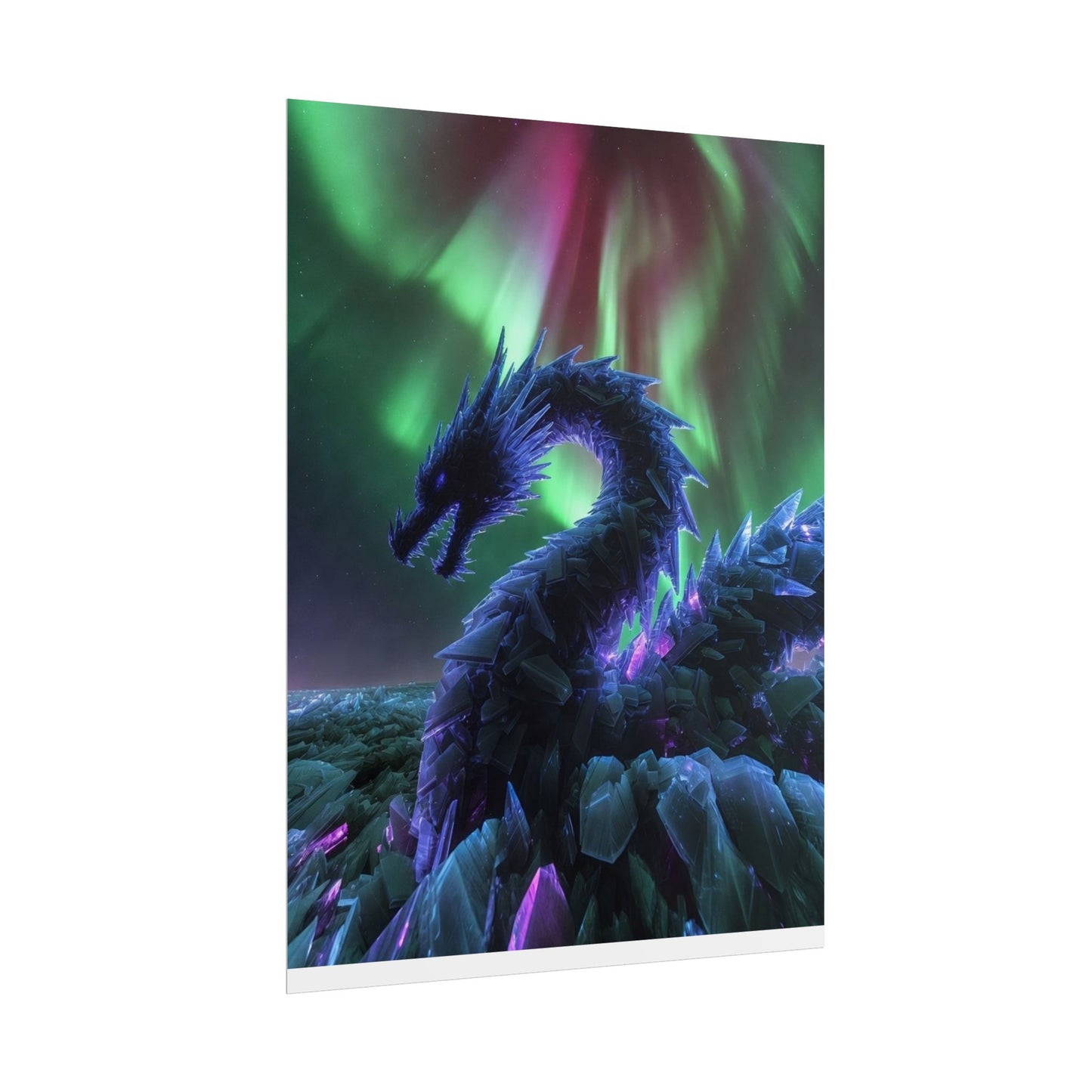 Aurora Crystal Dragon Poster — Fantasy Wall Art Print