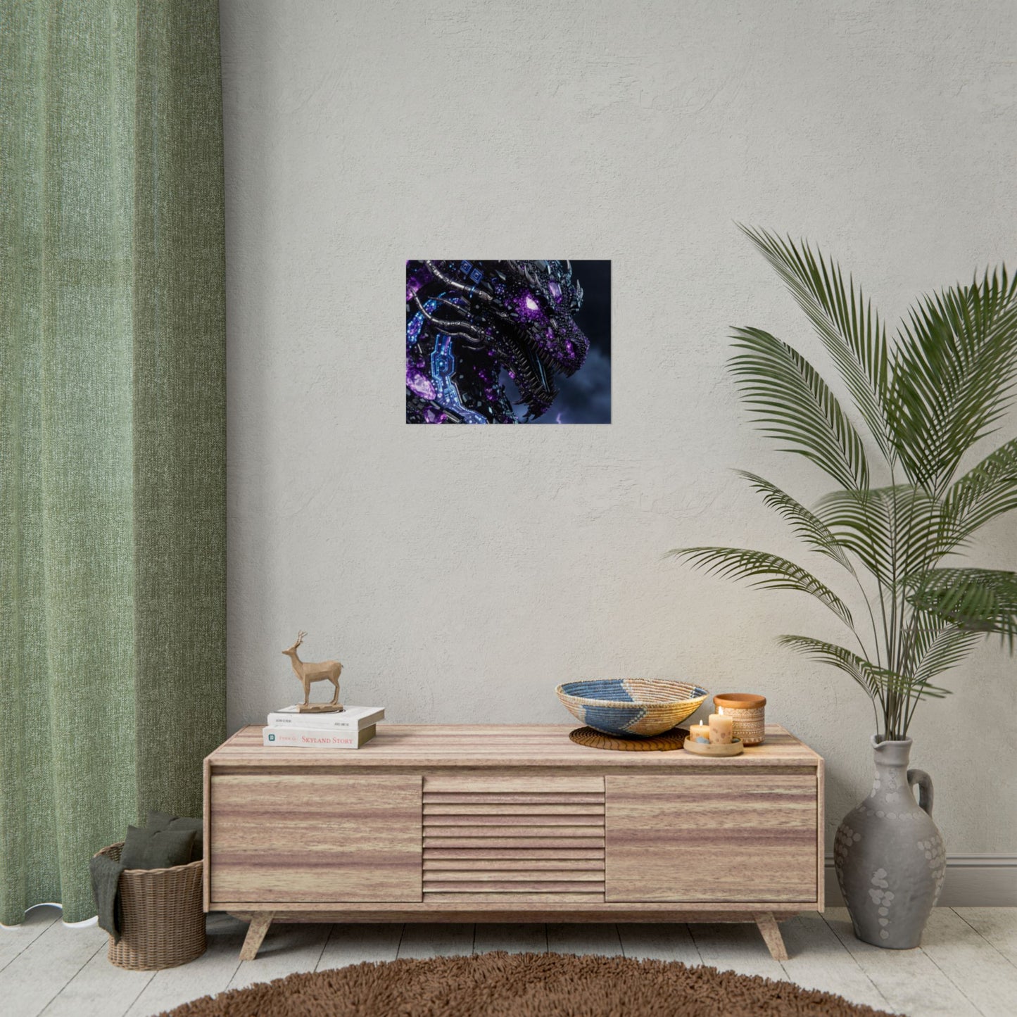 Rolled Poster — Cyberpunk Dragon Storm Art Print