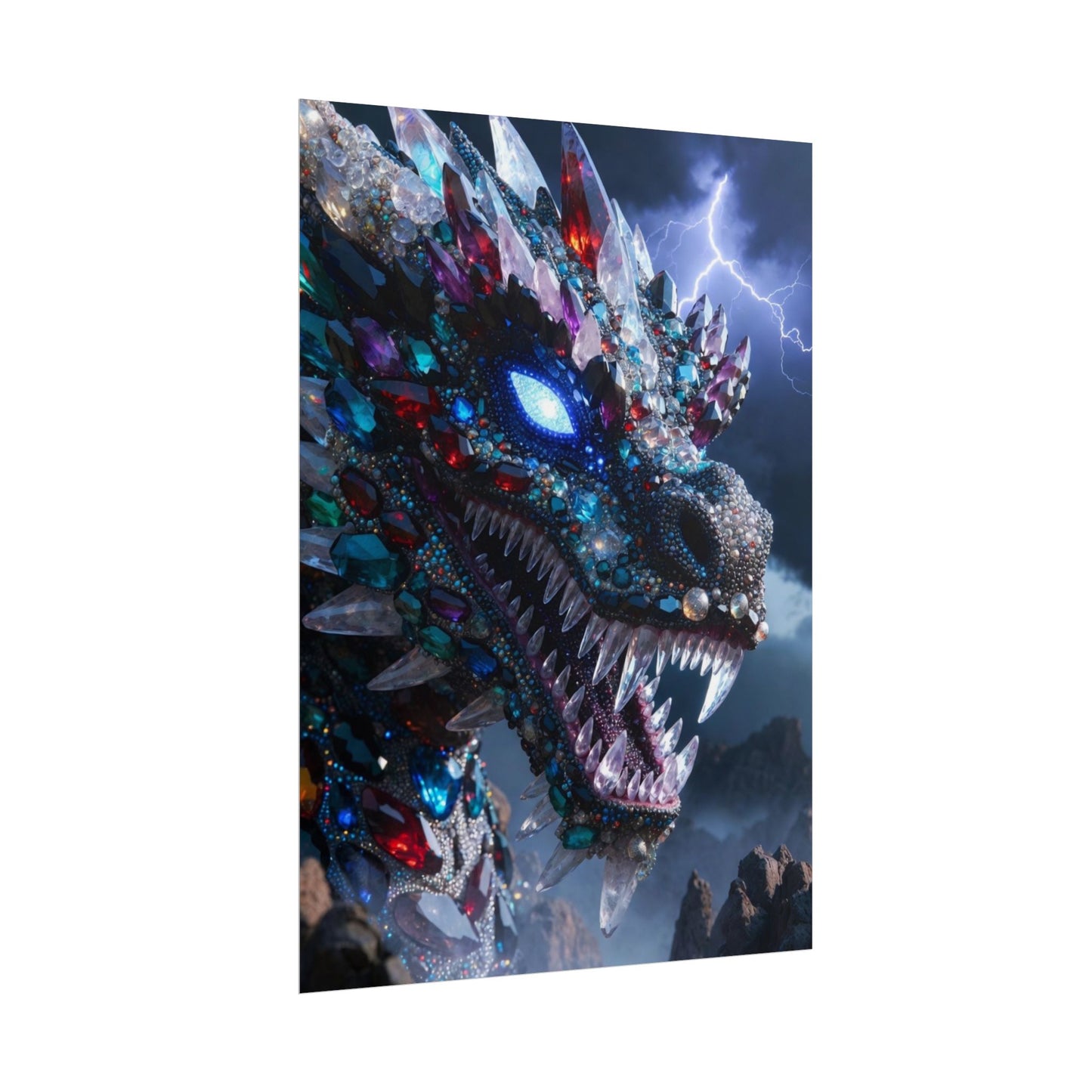 Dragon Crystal Poster — Fantasy Gem-Encrusted Dragon Wall Art (Rolled Poster)