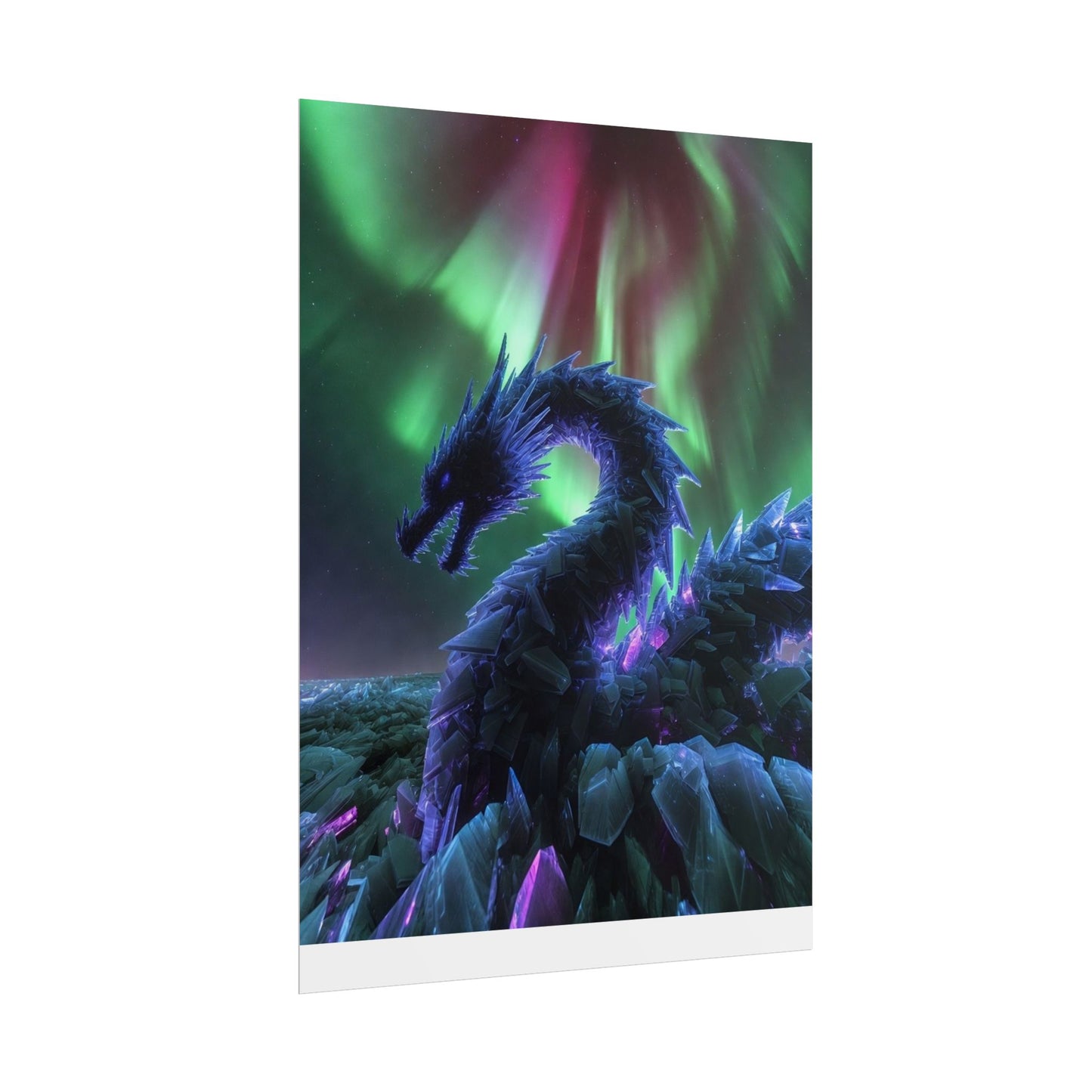 Aurora Crystal Dragon Poster — Fantasy Wall Art Print