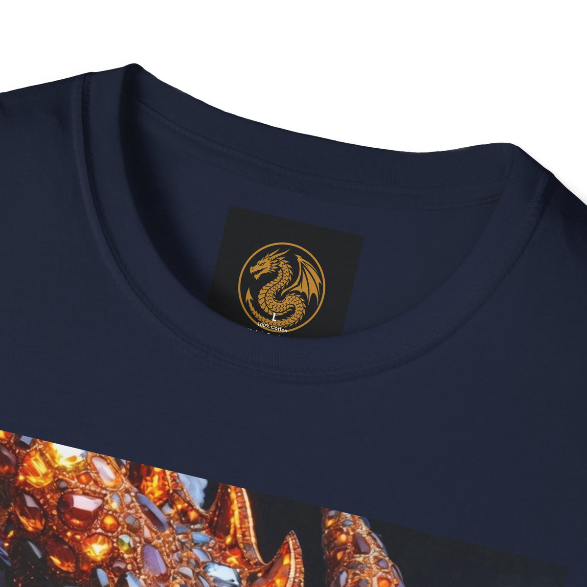 A Gemstone Dragon Head Graphic T-Shirt — Fiery Fantasy Scaly Creature Design