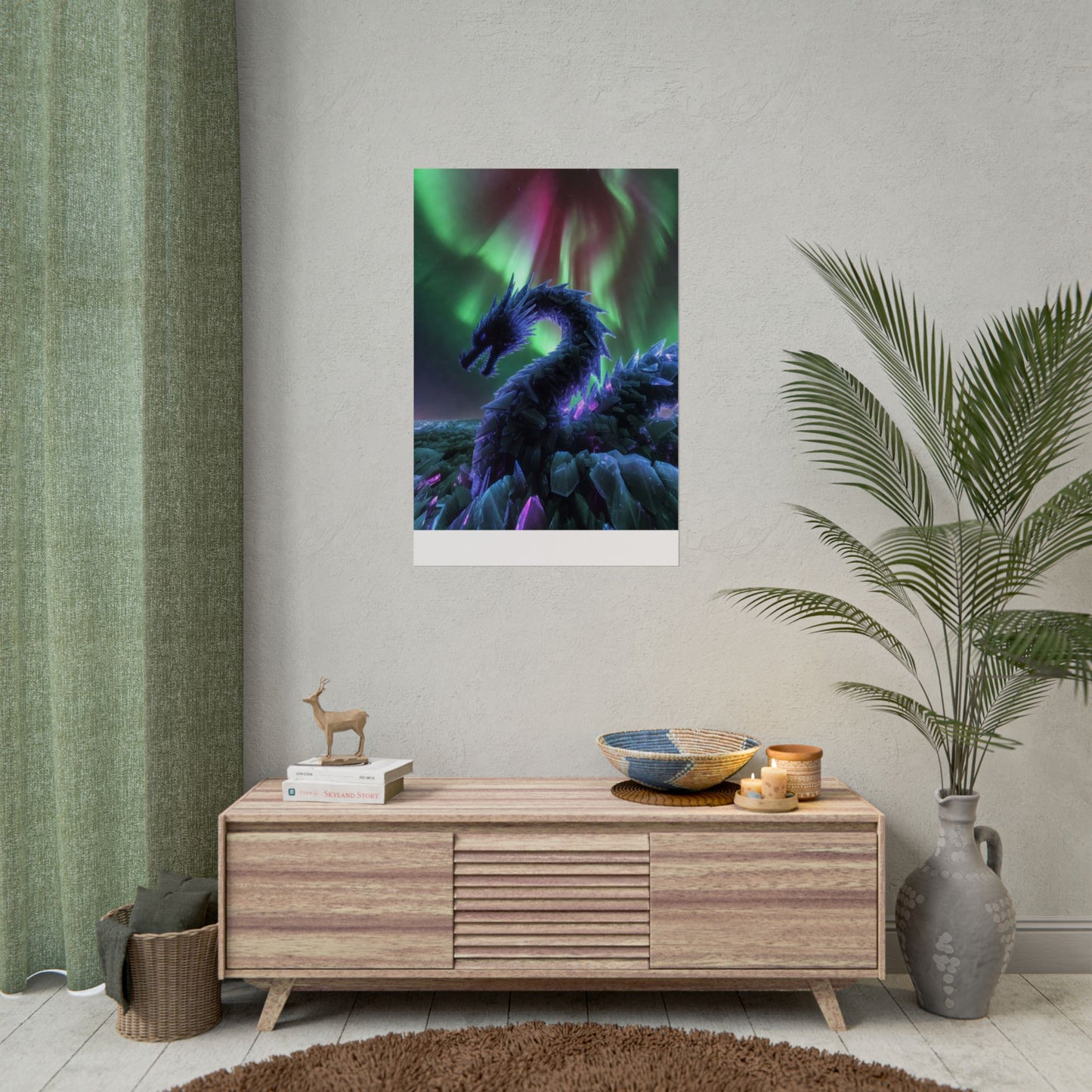 Aurora Crystal Dragon Poster — Fantasy Wall Art Print