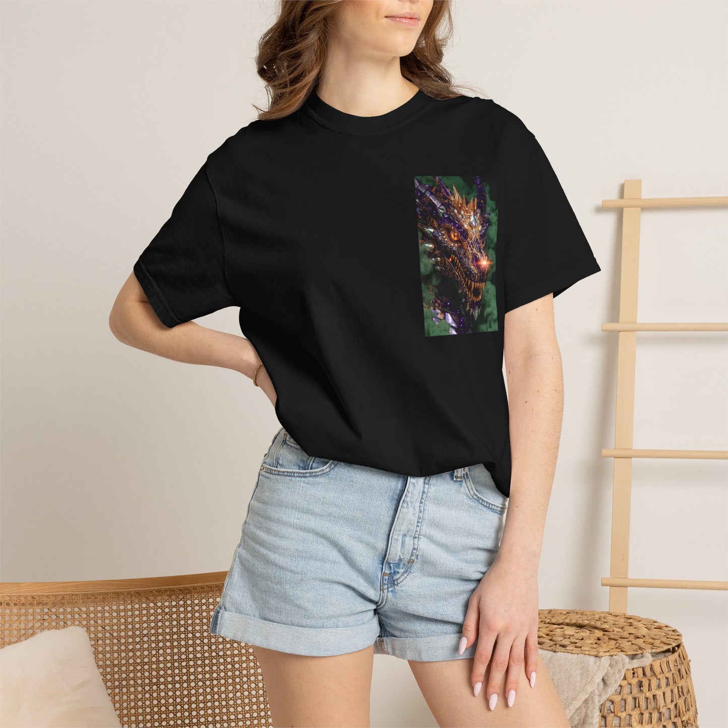 Dragon Pocket Graphic T‑Shirt — Fiery Fantasy Chest Print