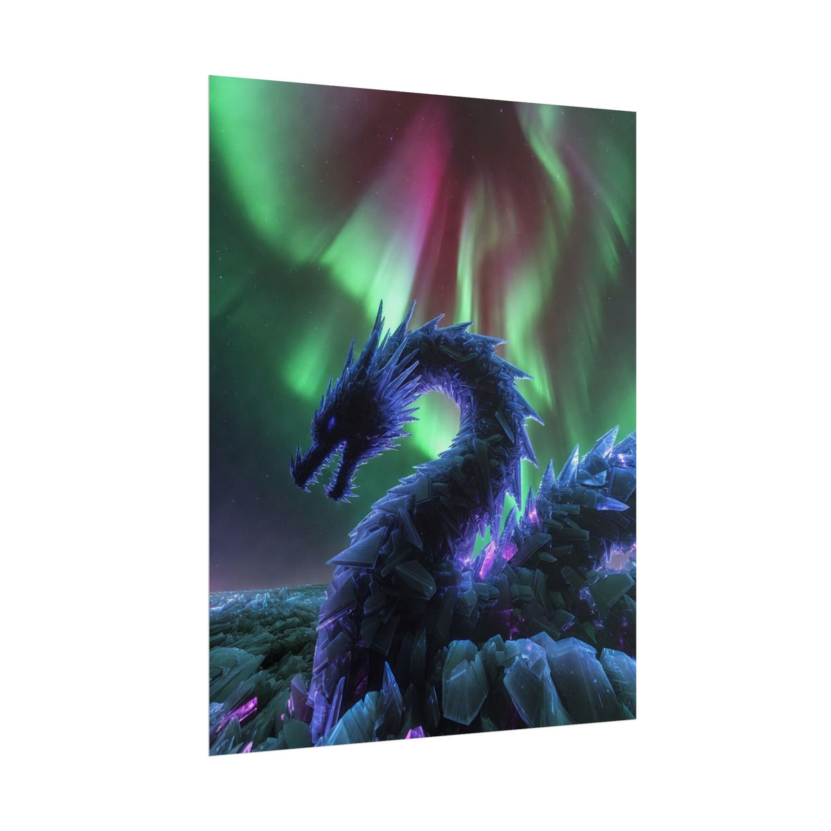 Aurora Crystal Dragon Poster — Fantasy Wall Art Print